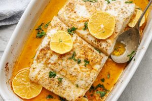 Peixe Assado com Manteiga de Limão