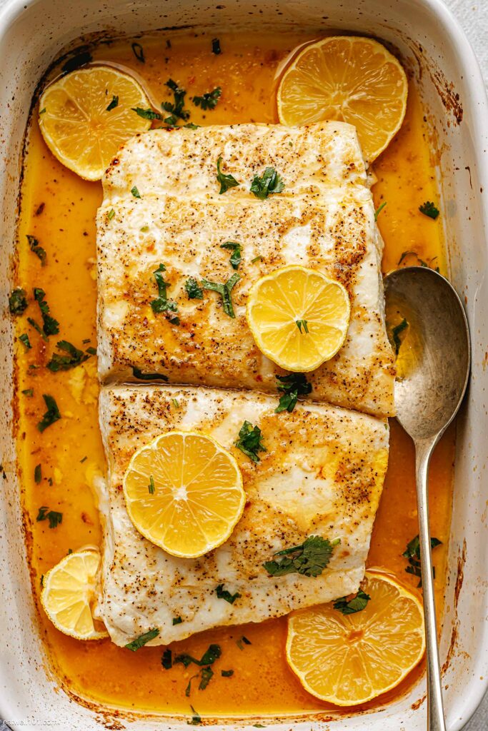 Peixe Assado com Manteiga de Limão